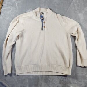 J.MCLAUGHLIN Sweater Mens XL‎ Fisherman Henley Coastal Cream Preppy
